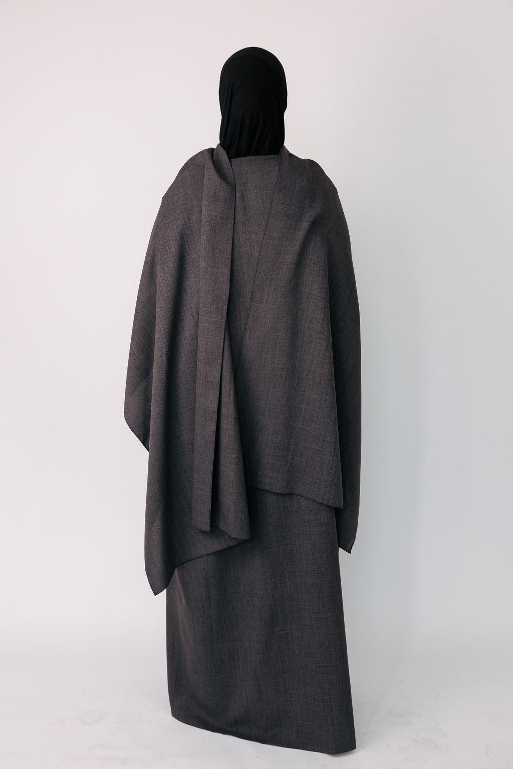 Grey Cloak Abaya | Nida Linen Fabric | Concealed Buttons | Sharp Cuffs | Flowing Silhouette | Casual & Formal Style