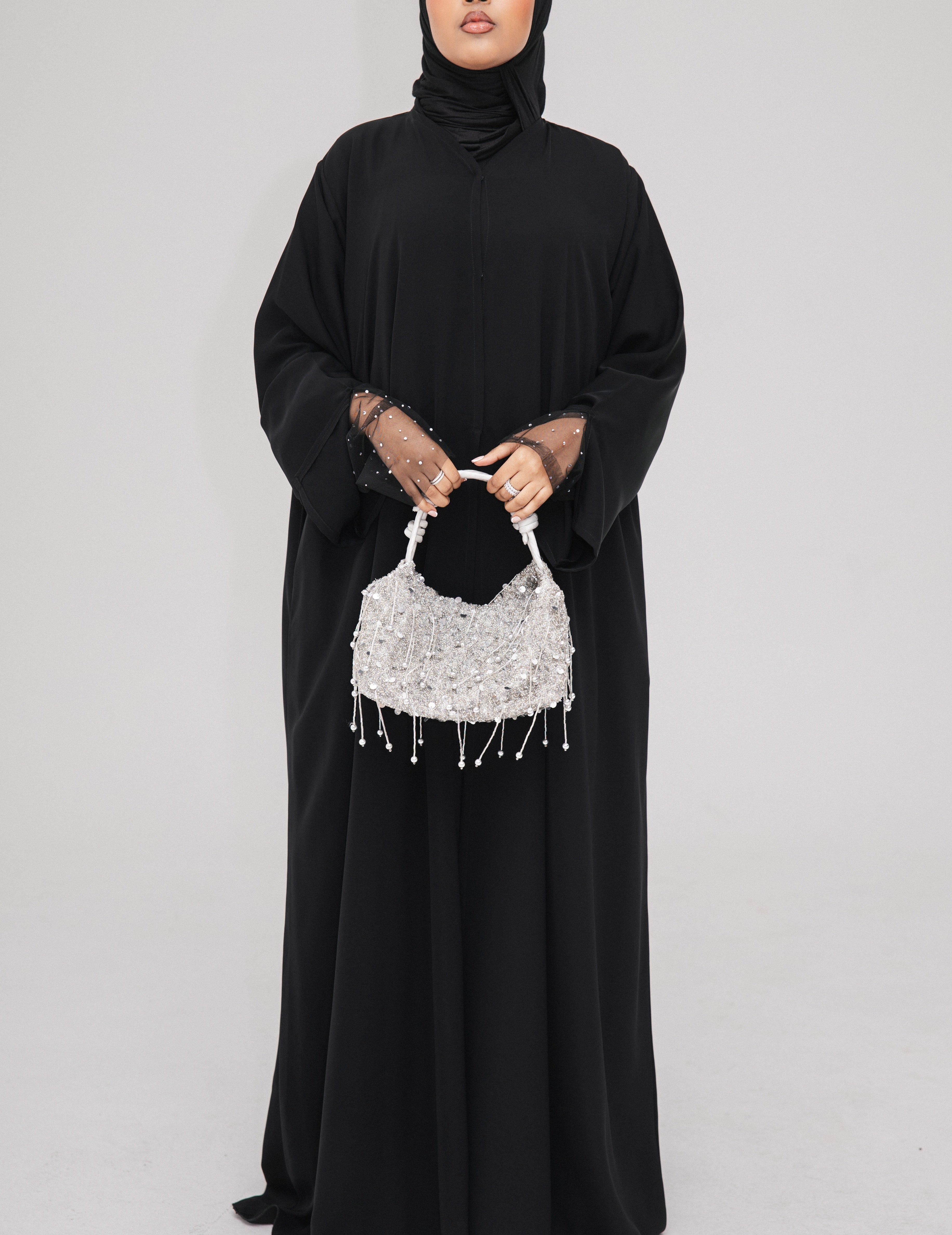 Diamond Sleeve Abaya | Nida Linen Fabric | Diamond Sleeve Design | Concealed Buttons | Flowing Silhouette | Casual & Formal Style