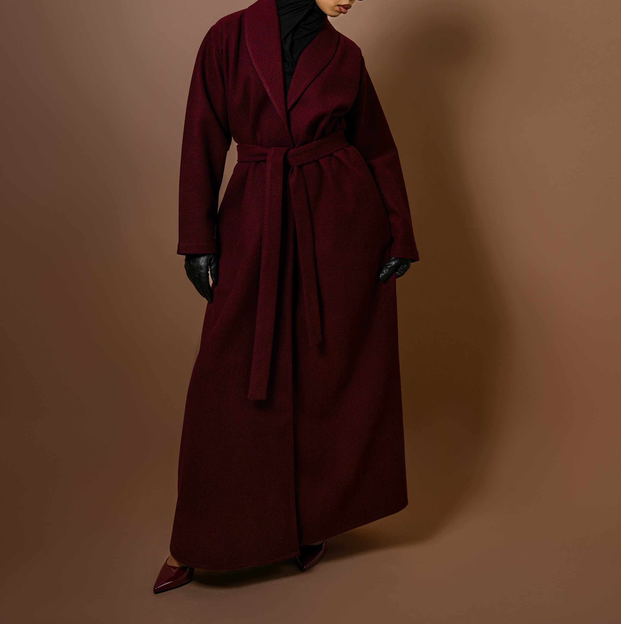 Burgundy Wrap Wool Coat | Elegant & Cozy | Shop Now at Cloakedt