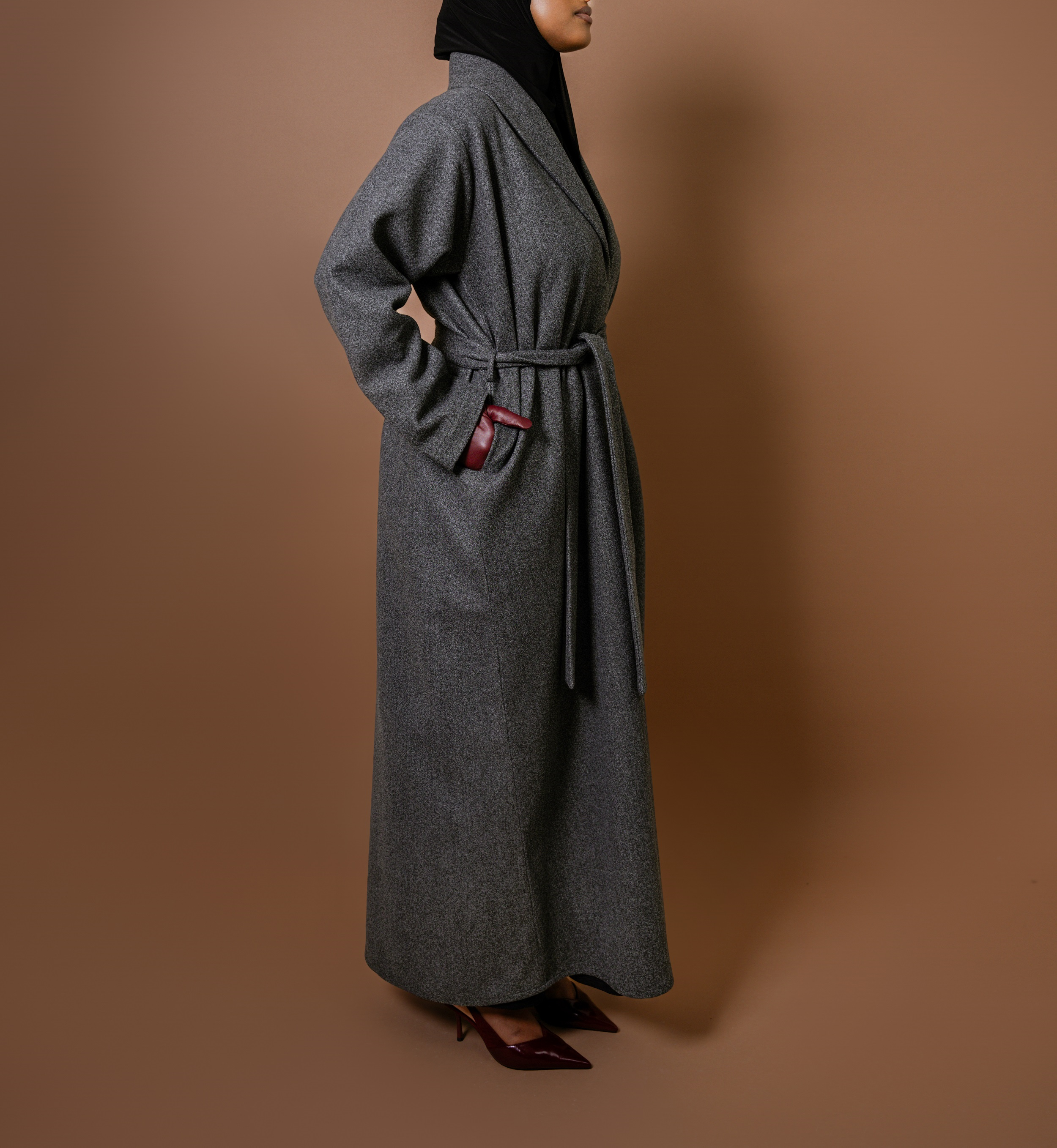 Grey Wrap Wool Coat | Elegant & Comfortable | Shop Now at Cloakedt