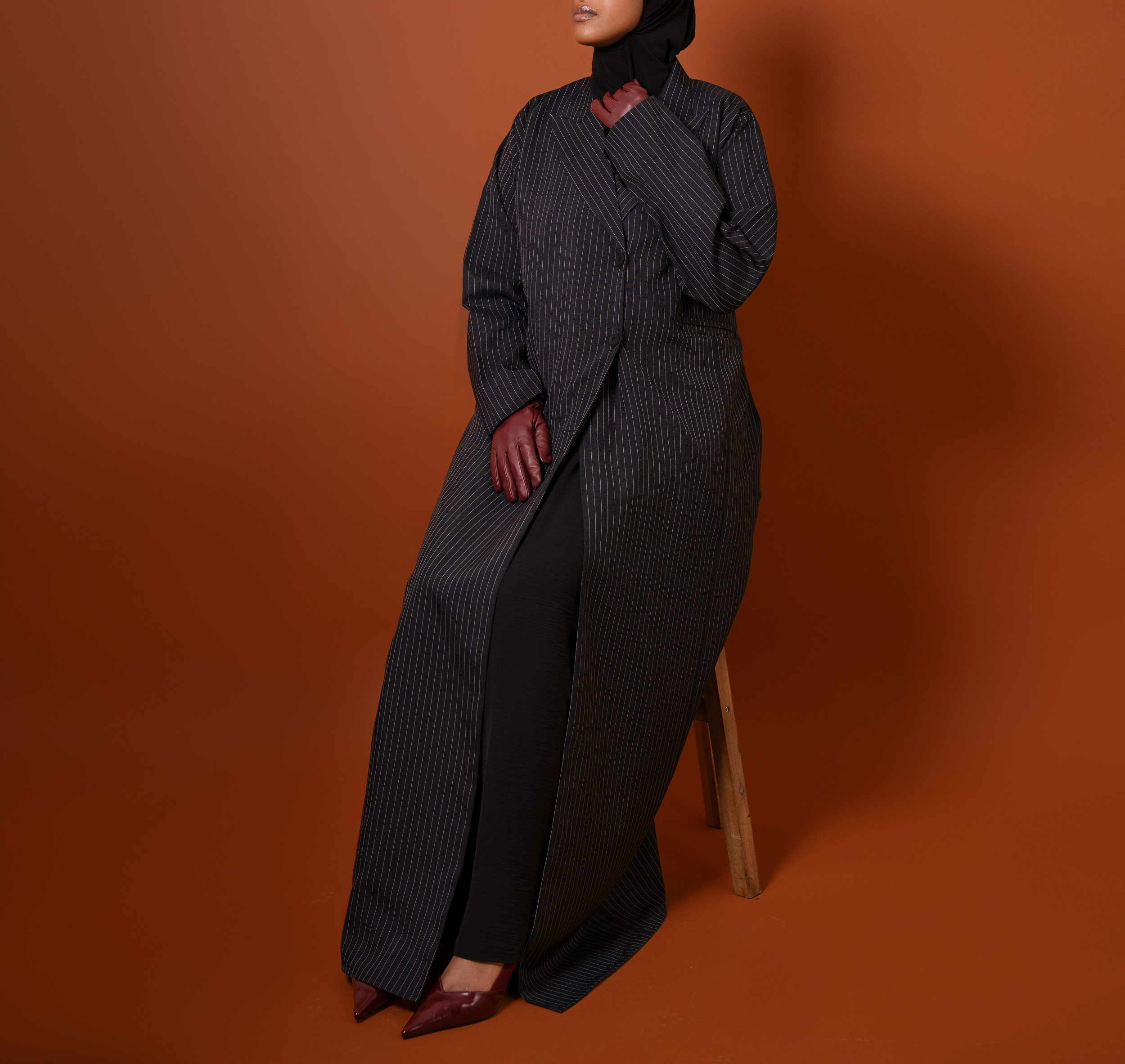 Midnight - Pinstripe Blazer Coat