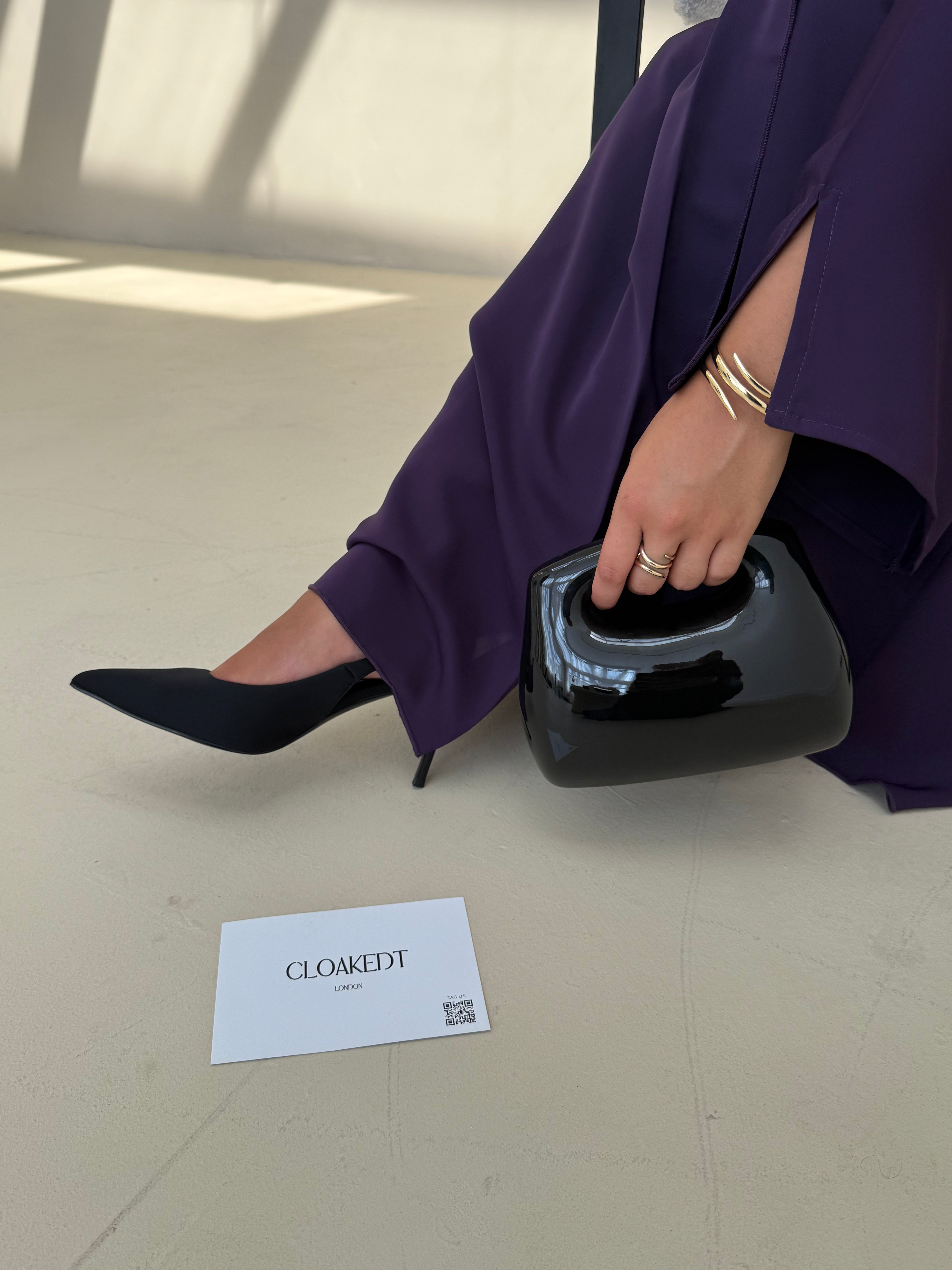 Plum Korean Elegance Abaya | Nida Linen Fabric | Concealed Buttons | Sharp Cuffs | Flowing Silhouette | Casual & Formal Style