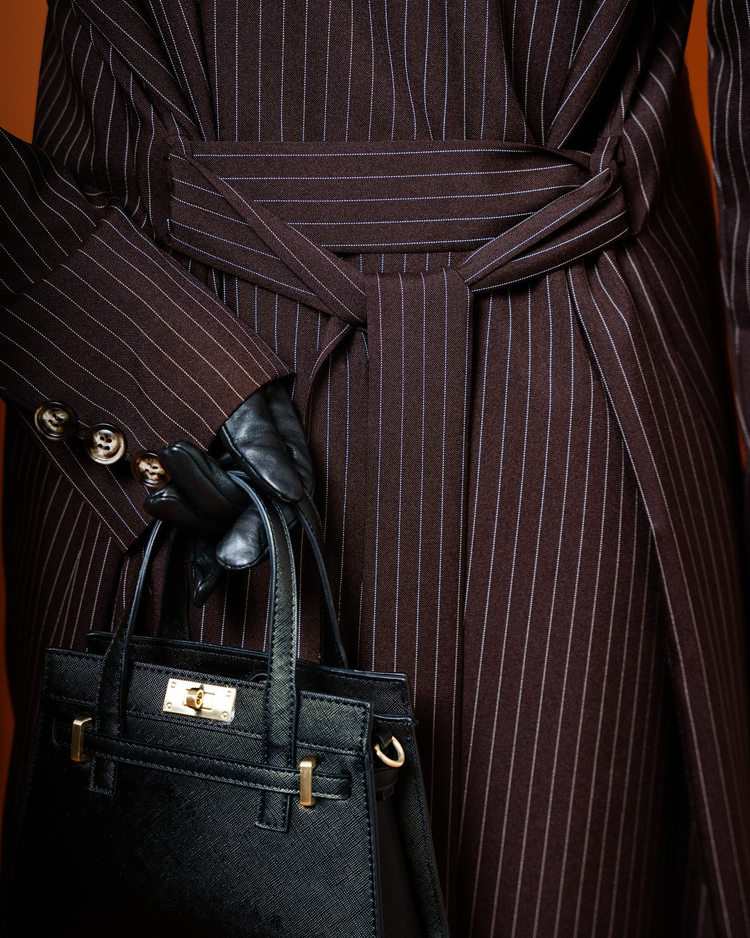 Mocha - Pinstripe Blazer Coat