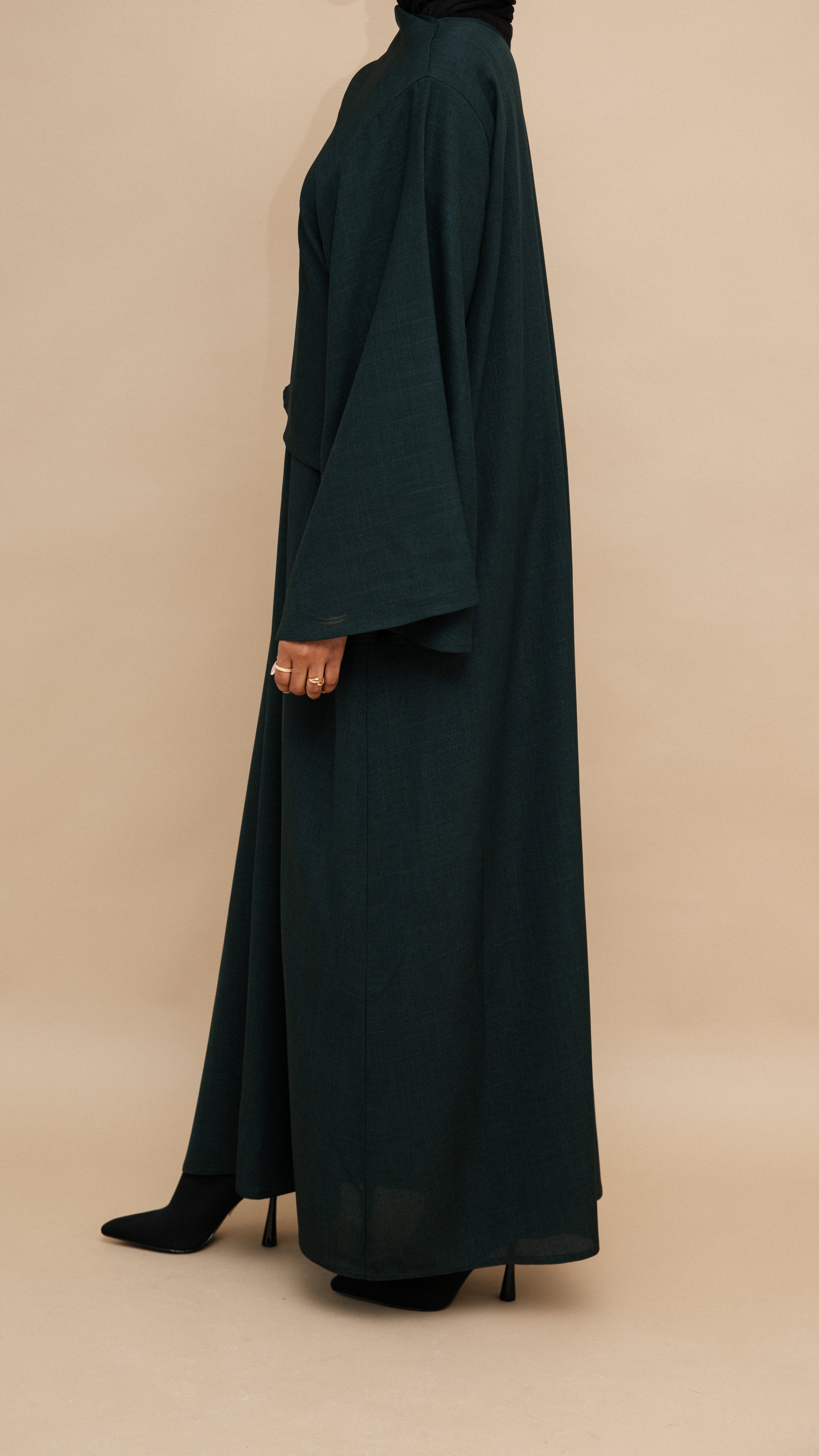 Bottle Green Asymmetric Shawl Abaya