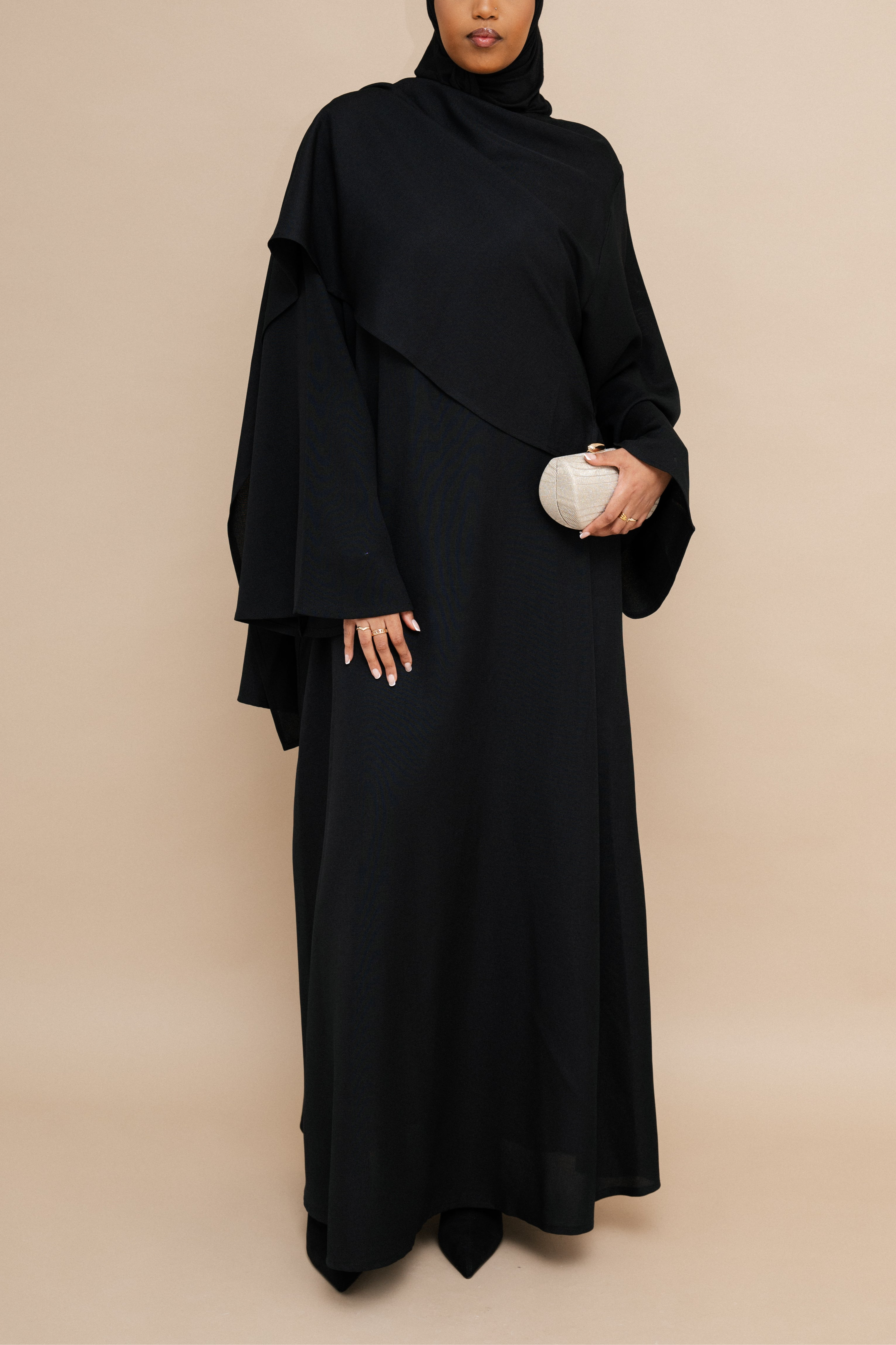 Midnight Asymmetric Shawl Abaya