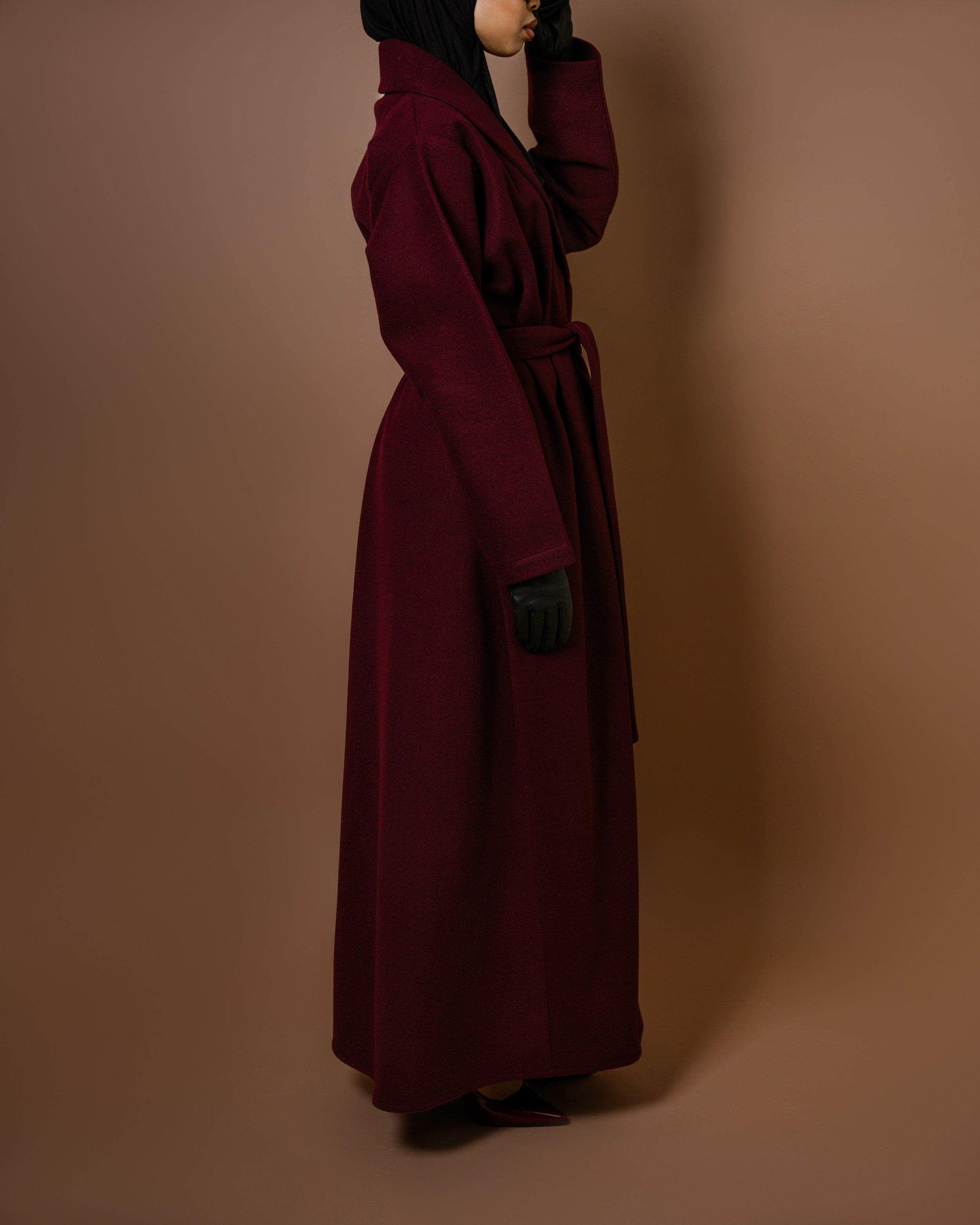 Burgundy Wrap Wool Coat | Elegant & Cozy | Shop Now at Cloakedt
