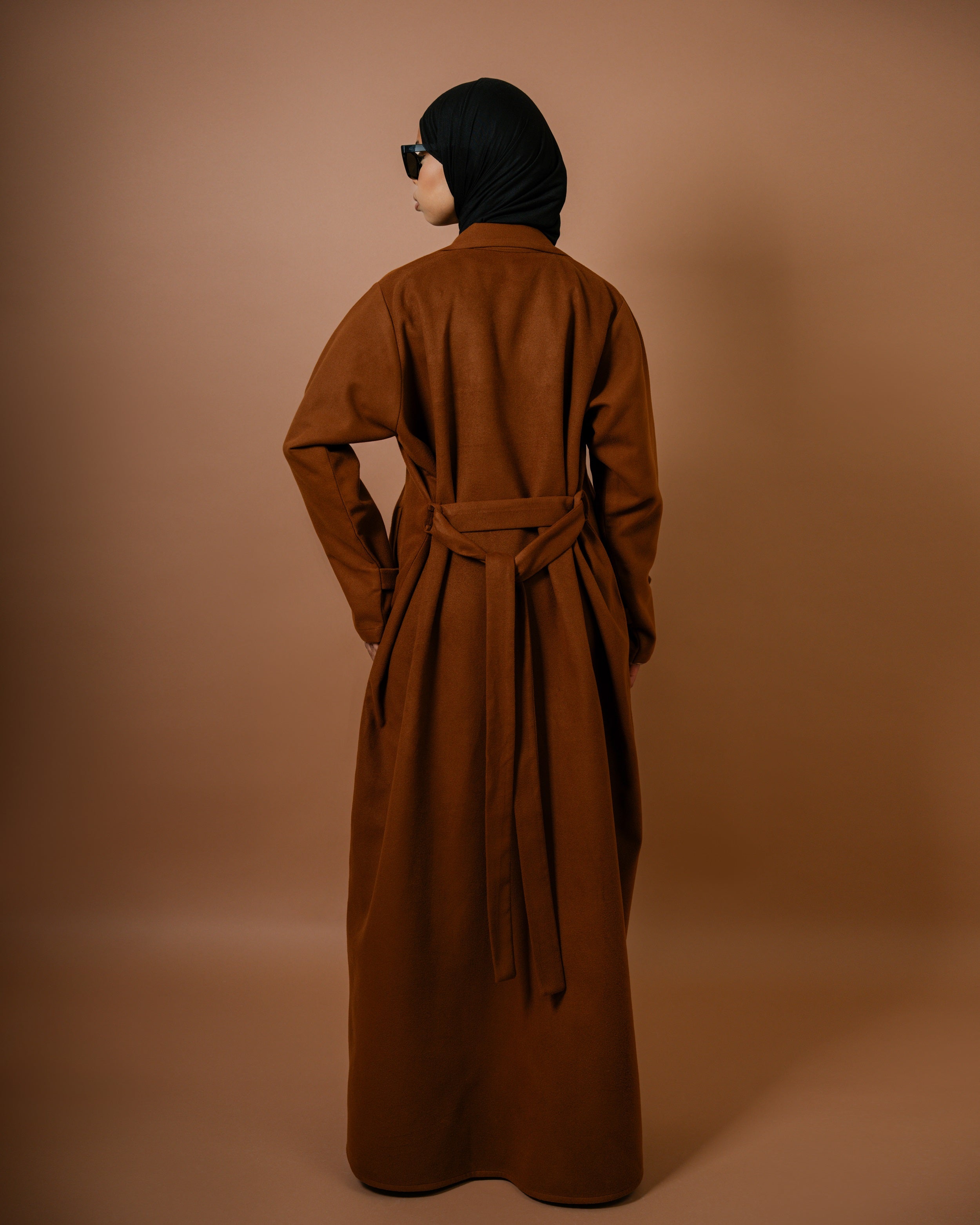 Caramel Scarf Wool Coat | Elegant & Cozy | Shop Now at Cloakedt