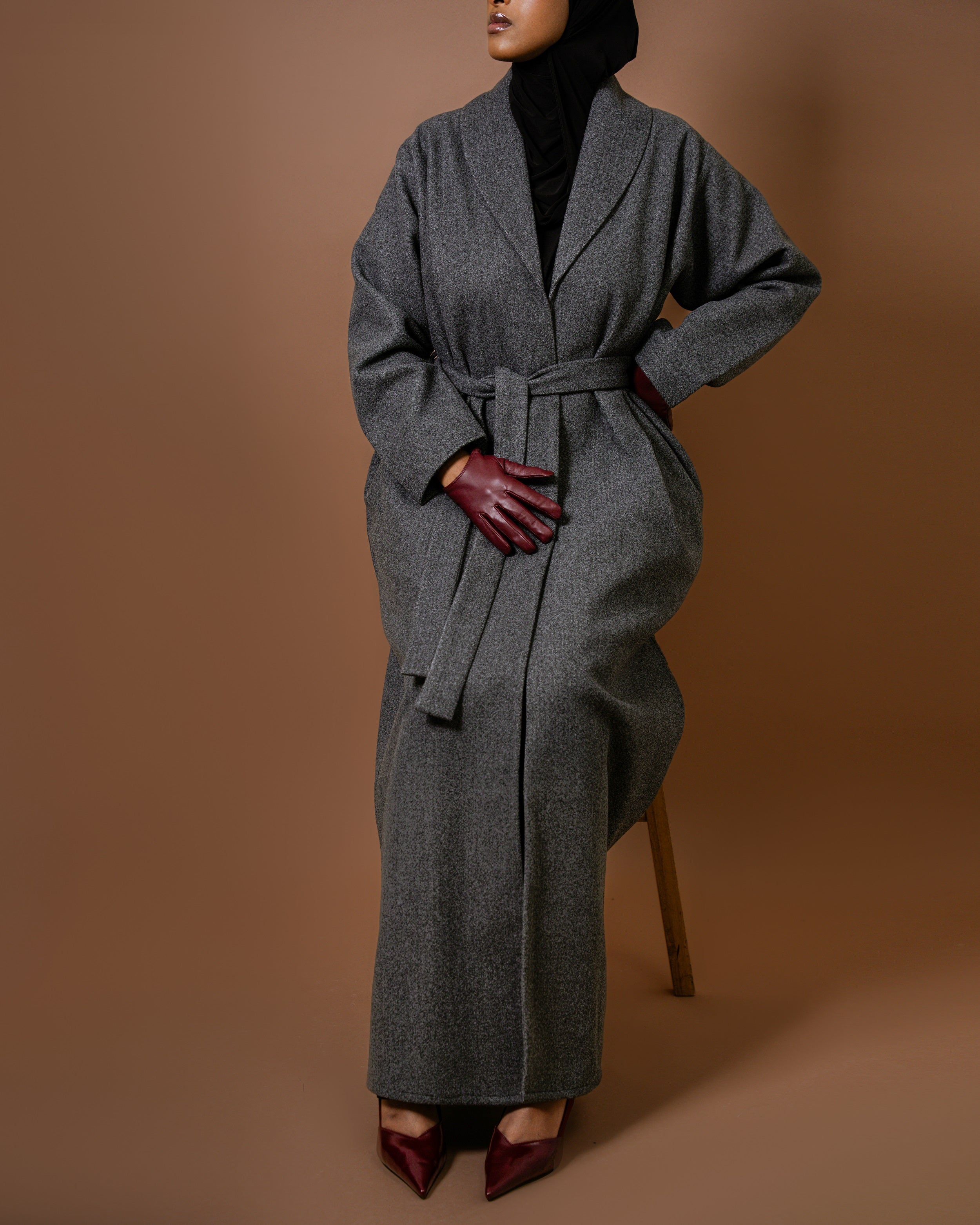 Grey Wrap Wool Coat | Elegant & Comfortable | Shop Now at Cloakedt