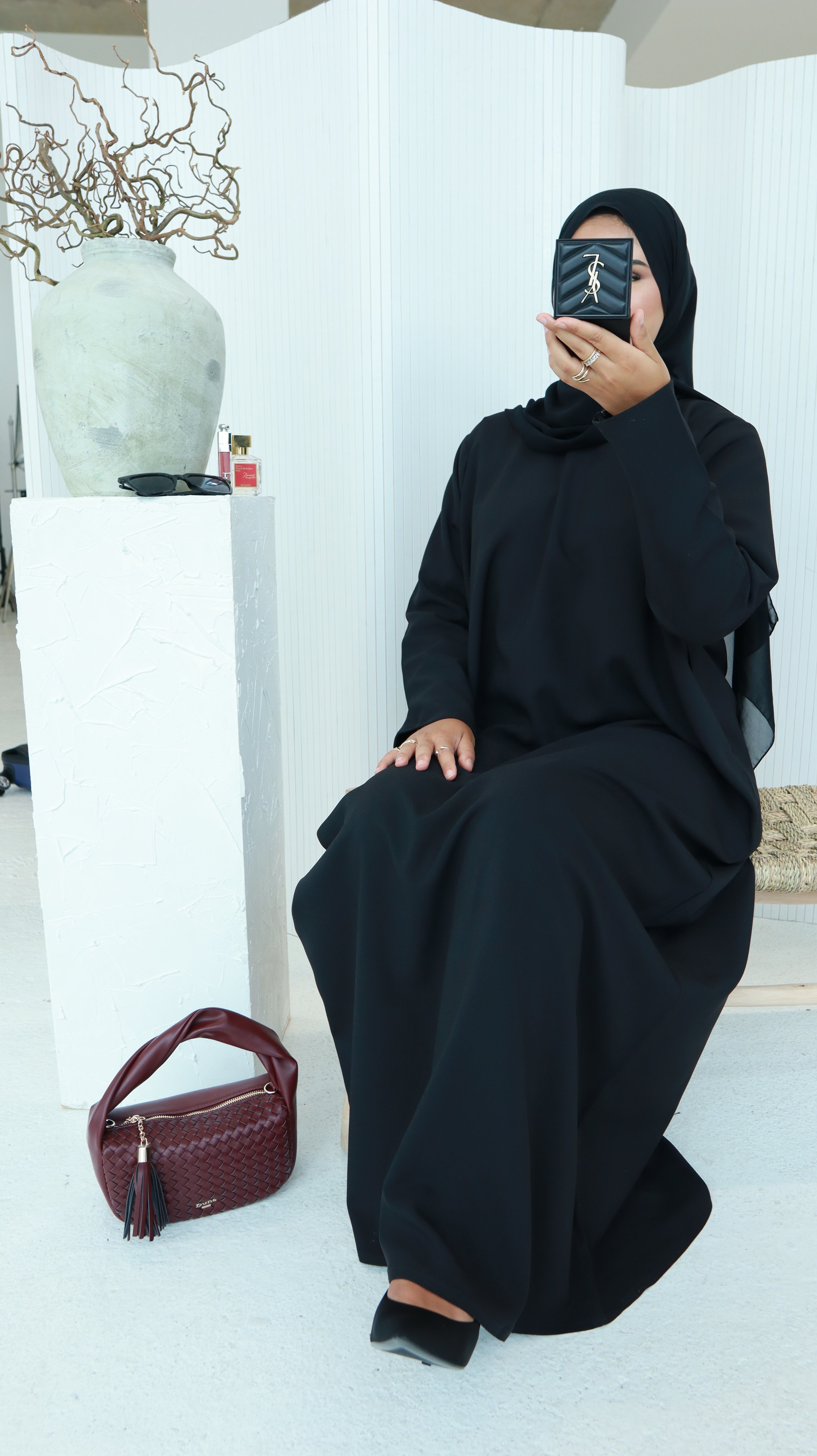 Black Essential Abaya | Nida Linen Fabric | Concealed Buttons | Sharp Cuffs | Flowing Silhouette | Casual & Formal Style